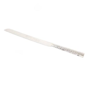 Picture of Challah Knife Nickel Plated Serrated Blade Woven Design Handle Silver